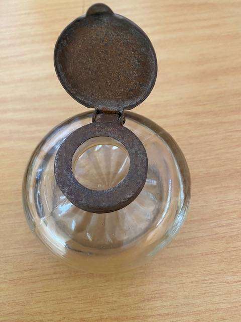VICTORIAN BRASS AND GLASS INK WELLS