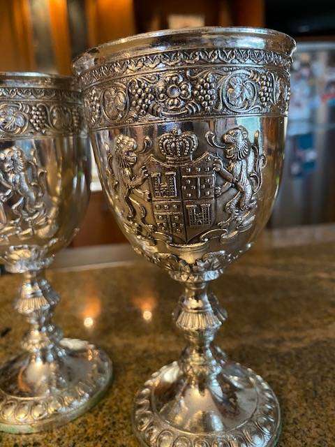 TWO VINTAGE SILVER PLATED GOBLETS  ENGLISH CREST