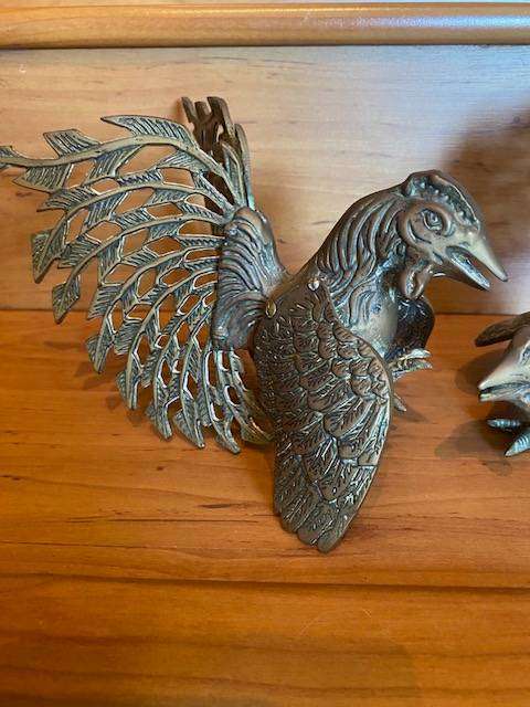 VINTAGE BRASS FIGHTING COCKS