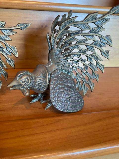 VINTAGE BRASS FIGHTING COCKS