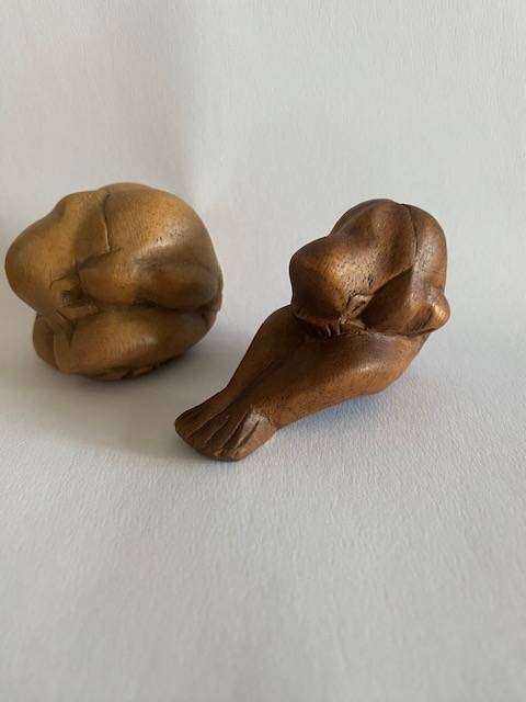 VINTAGE WOODEN HAND CARVED BUDDAH LIKE FIGURES