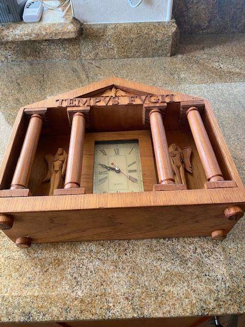 BEAUTIFUL VINTAGE  WOODEN HANDMADE ANGEL CLOCK