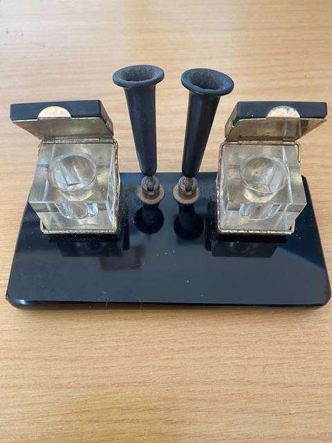 VINTAGE PEN STAND AND INK WELLS