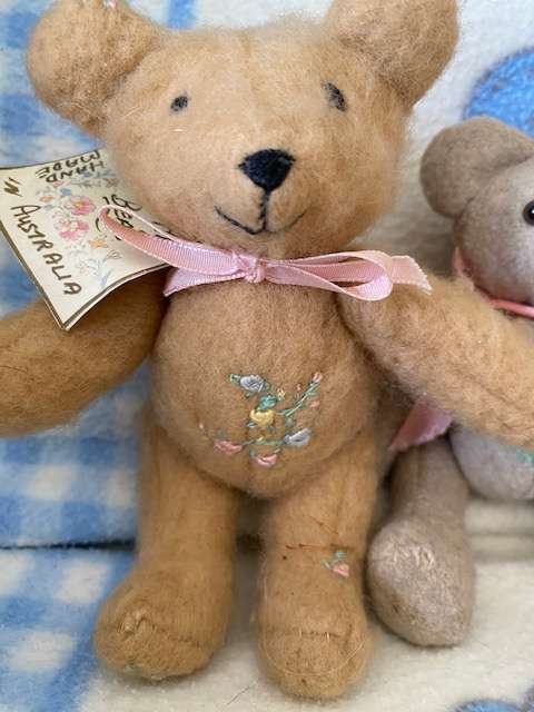 FOUR VINTAGE EMBROIDERED ARTIST TEDDIES