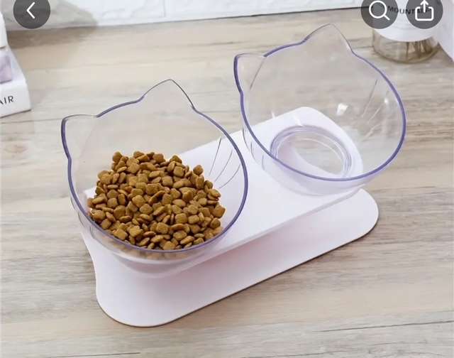 DOUBLE CAT FEEDING BOWL SET ON  STABD