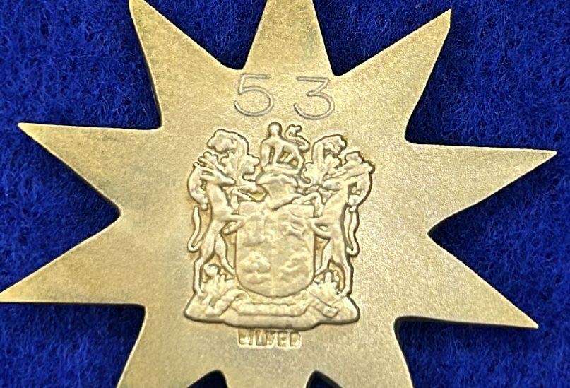 APLA Gold Star for Bravery (GSB) No. 53, Silver, Full Size with Miniature & Ribbon Bar