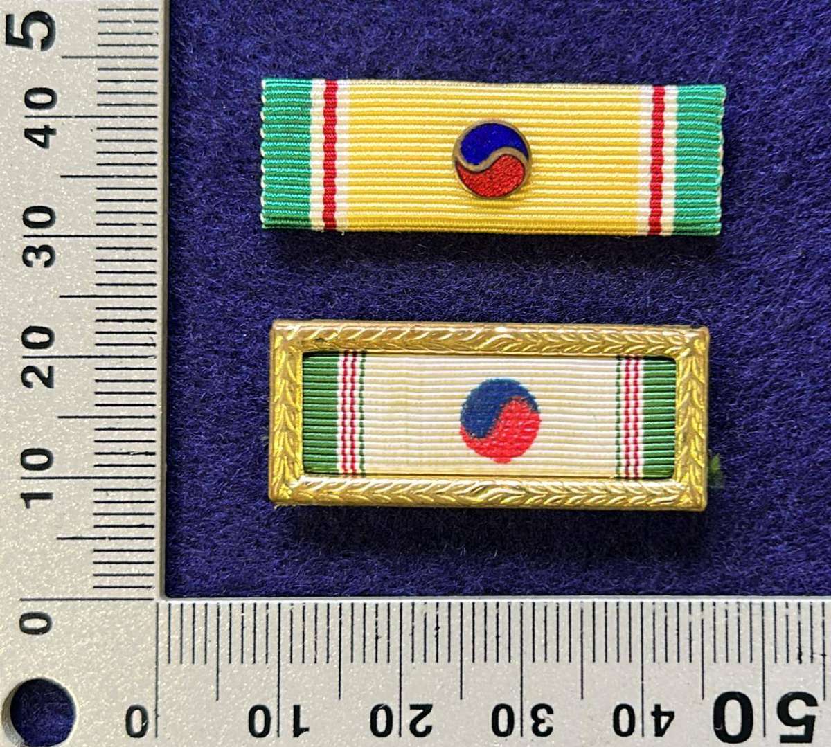 United Nations Korea Ribbon Bars x2, one with Taegeuk Device