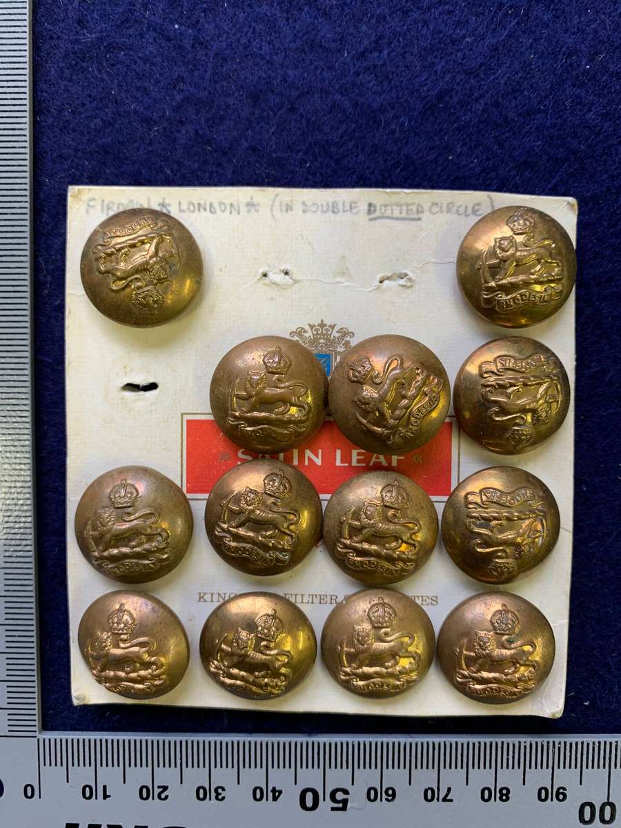 Rhodesian Buttons - KC - FIRMIN, LONDON - IN DOUBLE DOTTED CIRCLE - (13 Buttons)
