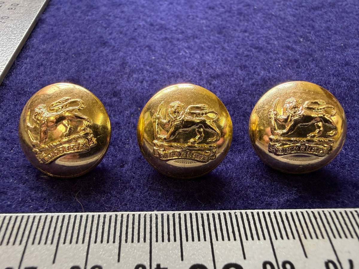 Rhodesian Buttons - General Army - REUTELER, SALISBURY (3 Buttons)