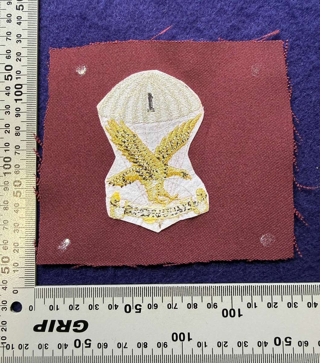 SADF - 1 Parachute Battalion with Maroon Backing - EX ALTO VINCIMUS (Embroidered Lurex)