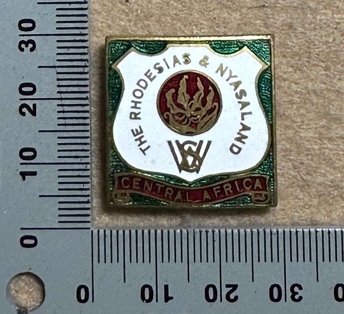 THE RHODESIAS & NYASALAND WSW - CENTRAL AFRICA BADGE, by L SIMPSON, LONDON