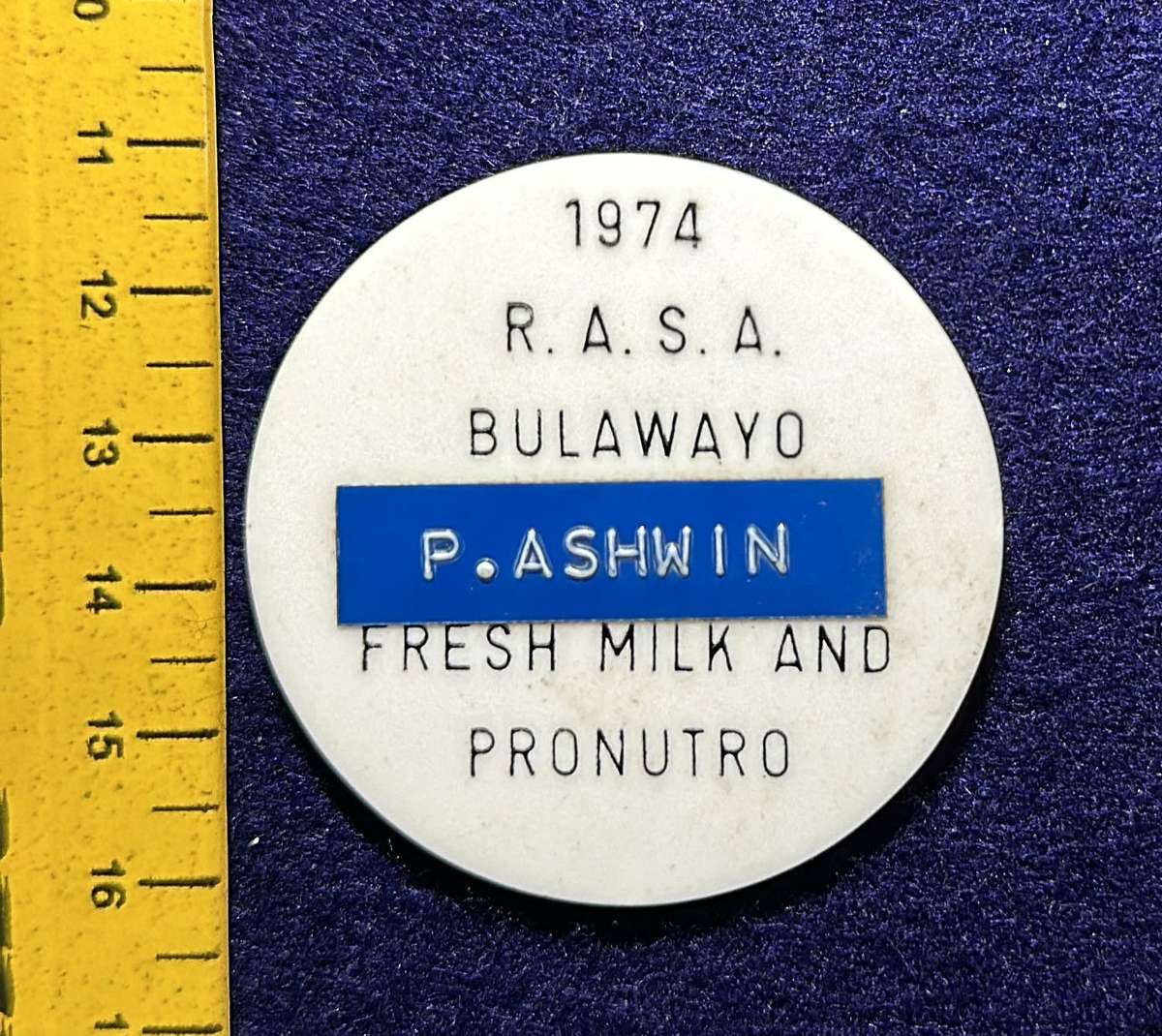 Rhodesia Badges General - RASA BULAWAYO - 1974 - P.ASHWIN