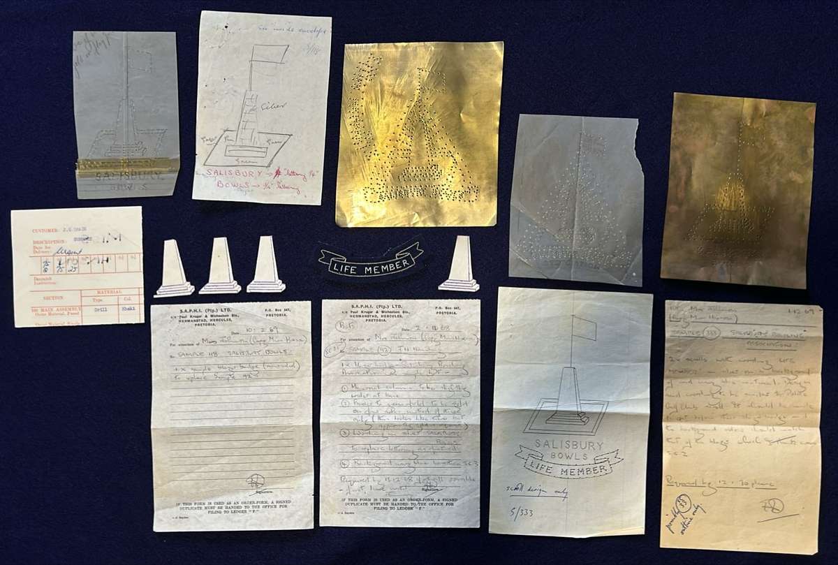 Rhodesian Sports Clubs - SALISBURY BOWLS ARTWORK AND STENCILS, DOCUMENTATION