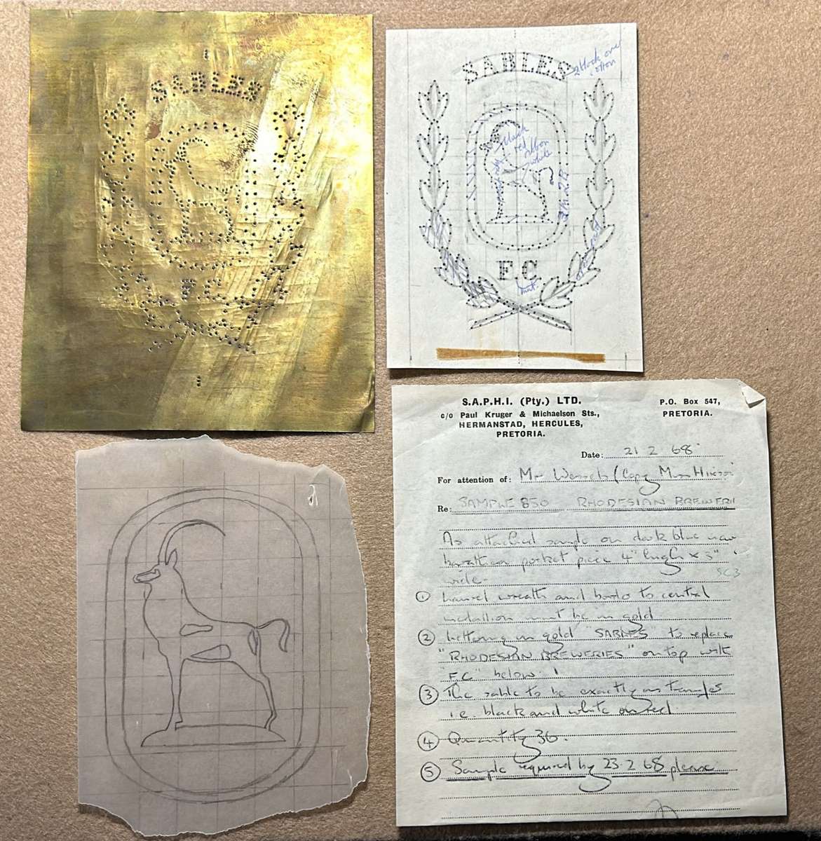 Rhodesian Sports Clubs - SABLES FOOTBALL CLUB ART AND DOCUMENTATION