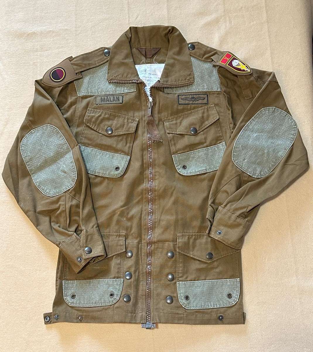 SADF PARA JUMP SMOCK (SLANGVEL) - NUTRIA, Mnfd by Ensign, Cape Town, Size Medium WITH FLASHES