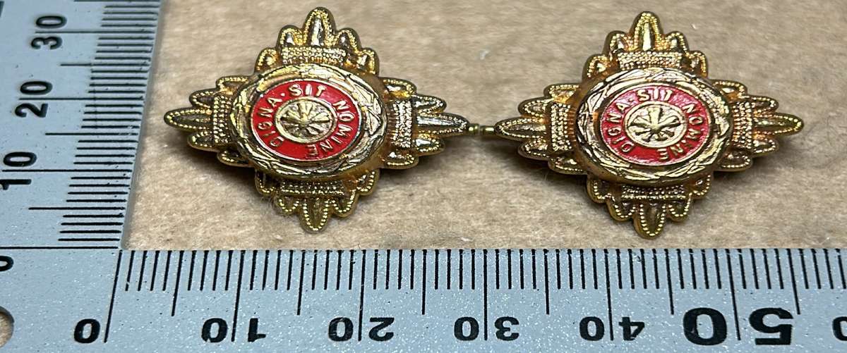 RHODESIA CROWNS AND PIPS - 2 BRASS PIPS WITH RED ENAMEL