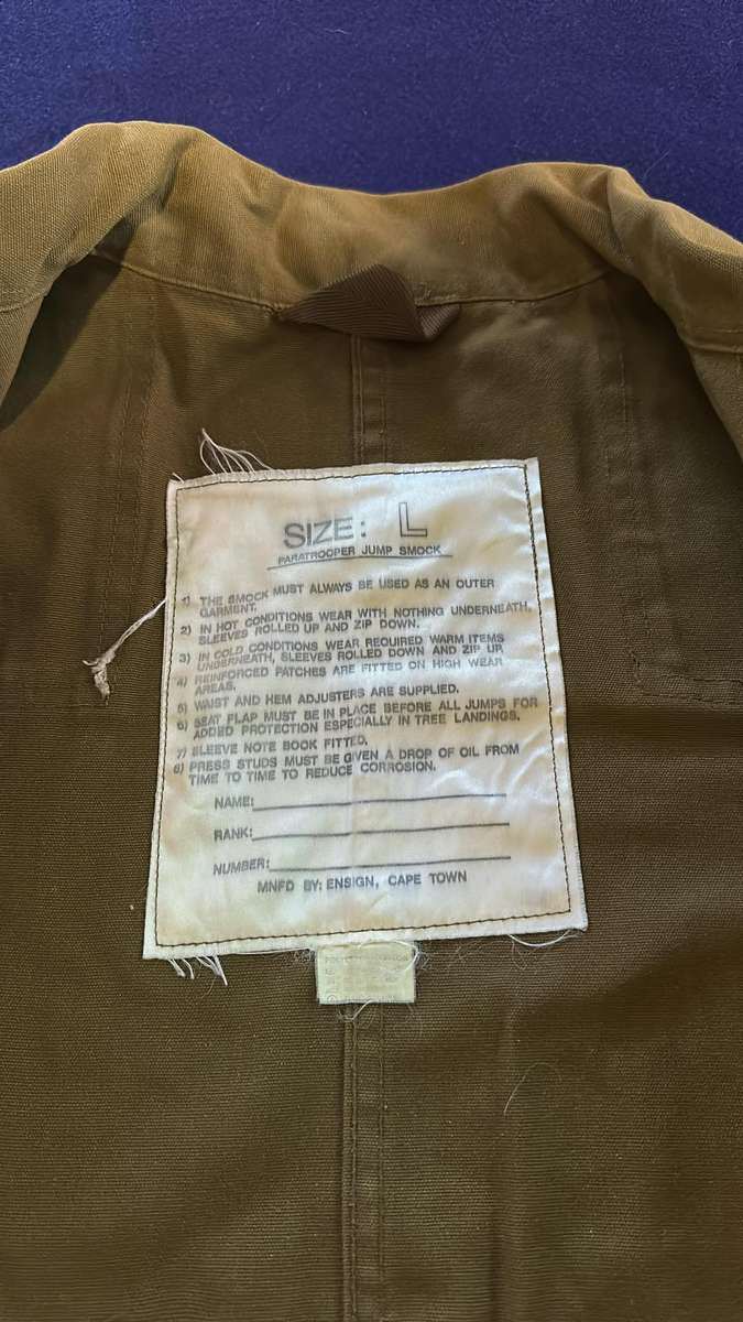 SADF Para Jacket (Slangvel) - Large - 1988 - Named Wessels, PTI_Wings, with Whistle on Lanyard