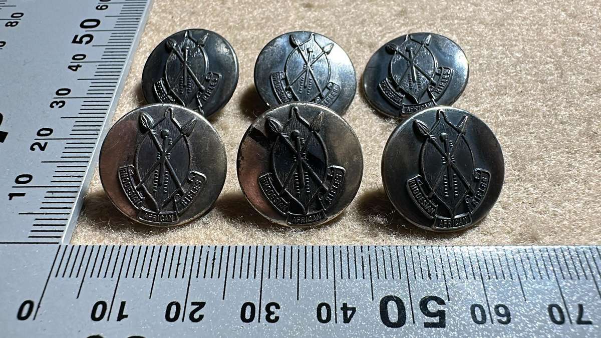 Rhodesian African Rifles Buttons - Lot of 6 - with Scroll