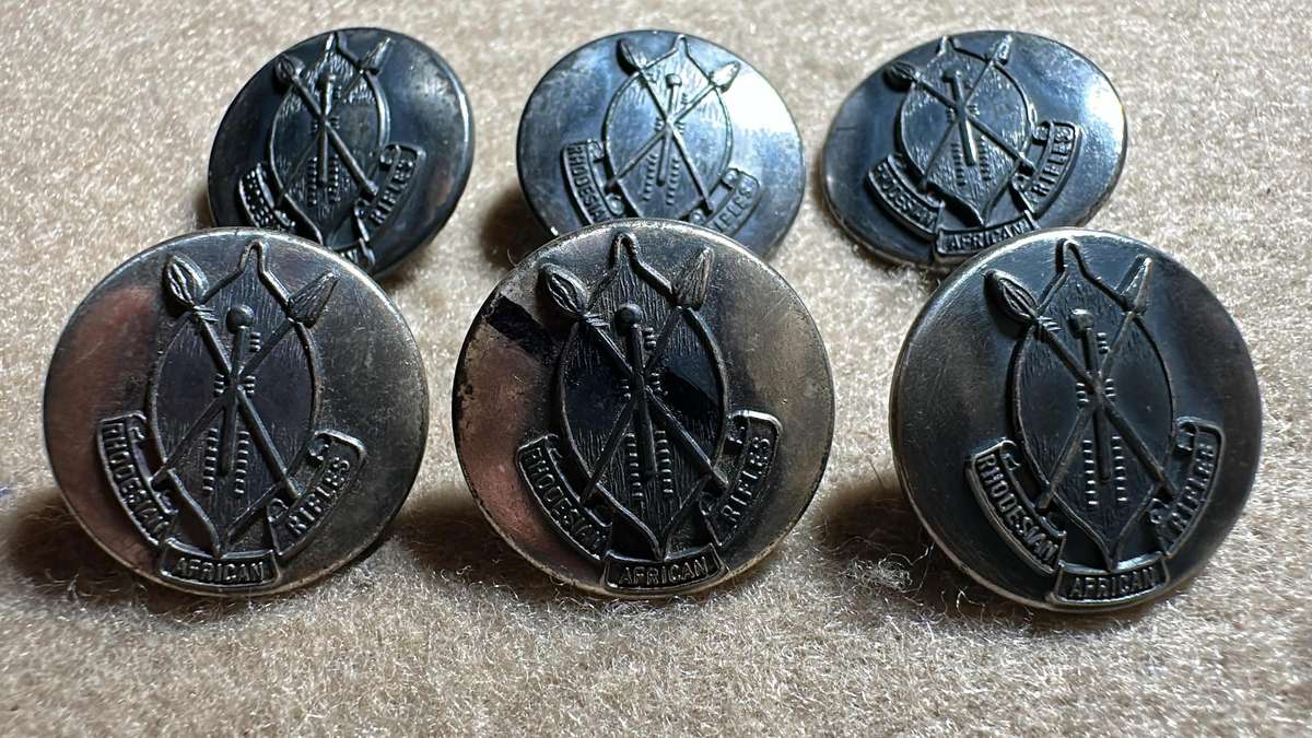 Rhodesian African Rifles Buttons - Lot of 6 - with Scroll