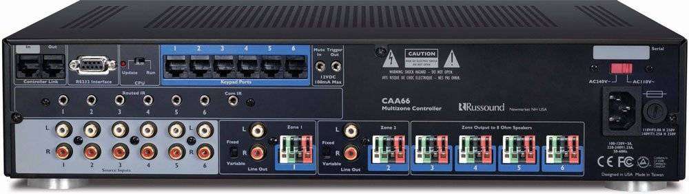 Russound CAA66 6-Zone Controller amplifier with 4 CA4Keypads