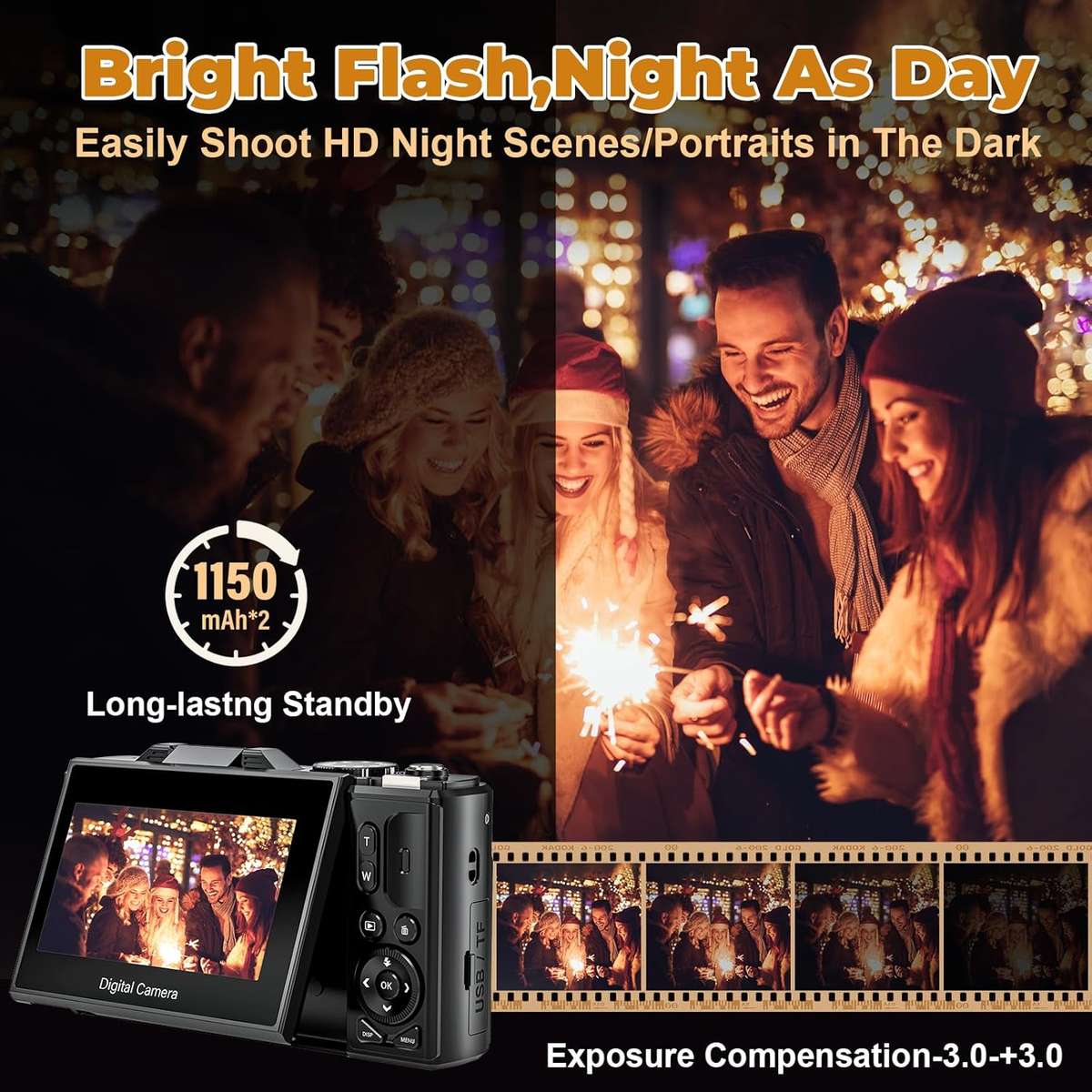 4K Compact Digital Camera, 64MP, 18x digital zoom