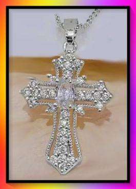 Lovely simulated diamond inlaid cross necklace