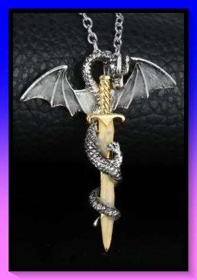 Daring Dragon and sword knight pendant necklace