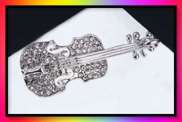 Amazing music lovers  silvertone violin brooch lapel pin