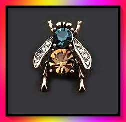Wonderful multi-color stone bee bug brooch lapel pin