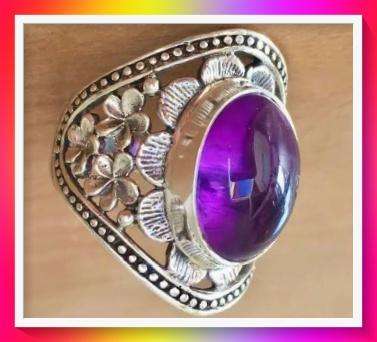 Deep Purple chunky oval simulated gemstone design ring size 8