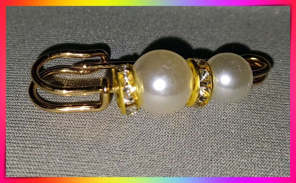 Lovely simulated pearl clothing clip safety pin type brooch