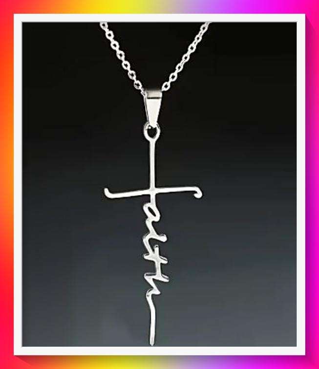 Beautiful Silvertone Faith Necklace