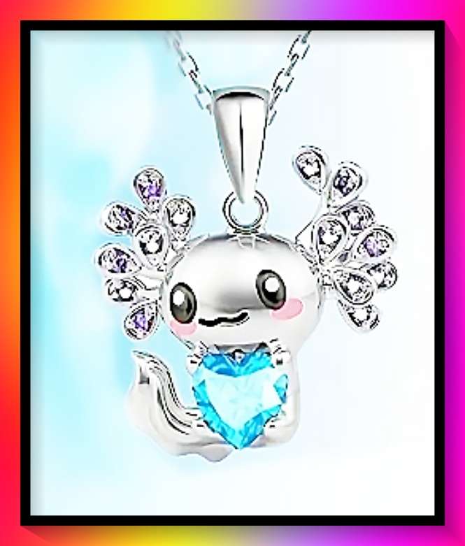 Amazing Cartoonish Axolotyl Salamander Pendant Necklace