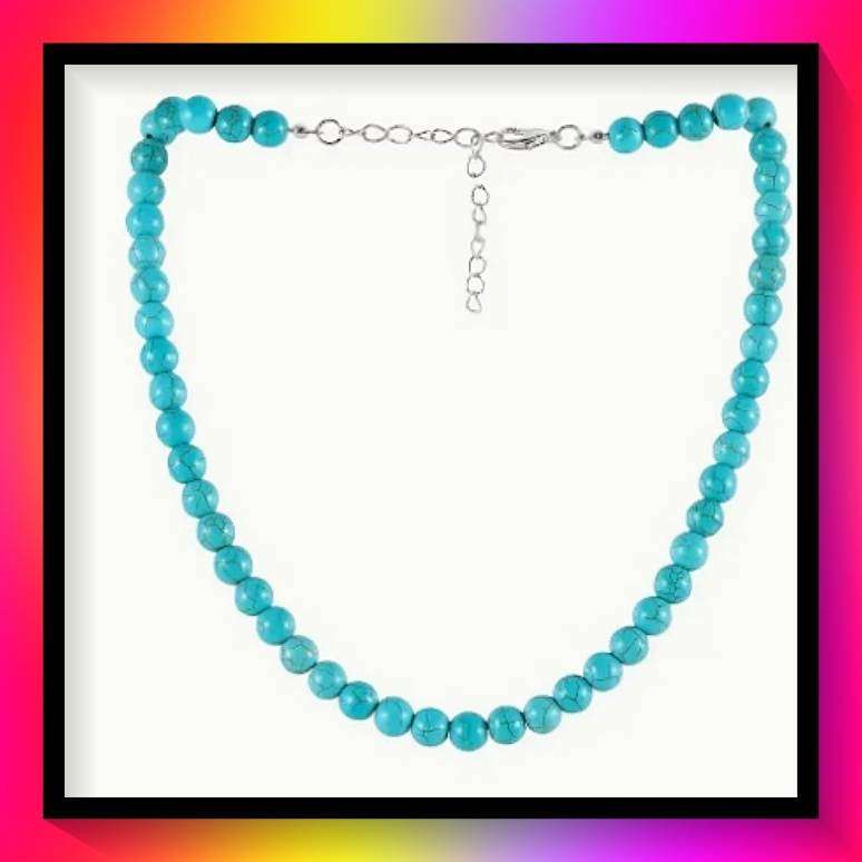 Bohemian Style Turquoise Beaded Necklace 8mm