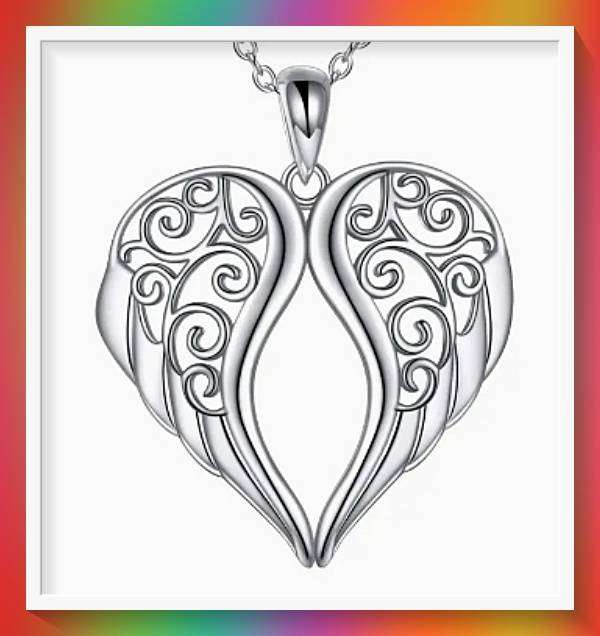 Lovely Heart-shaped Pendant Necklace With Lucky Angel Wings Detail