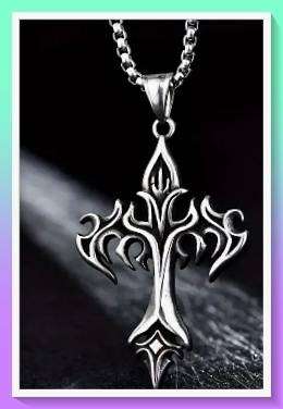 Mysterious Gothic Flame Cross Totem Pendant Necklace