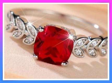 Amazing faux Square Red Cubic Zirconia Ring S9