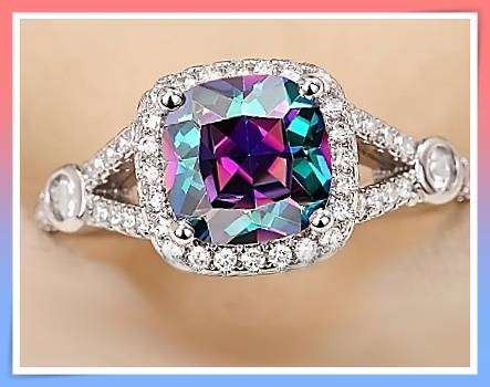 Gorgeous French-Inspired Multicolor Square Gemstone Ring S7