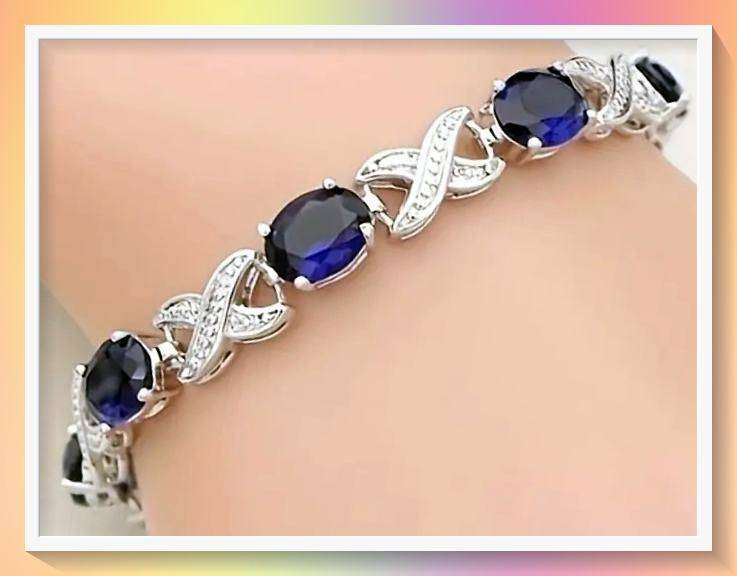 Terrific Trendy Royal Blue faux Zirconia Bracelet