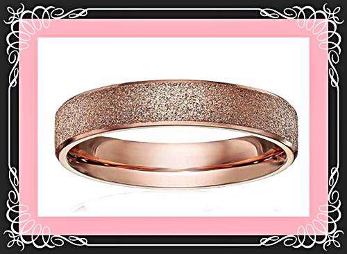 Stunning rose gold coloured frosted stainless steel ring size 13