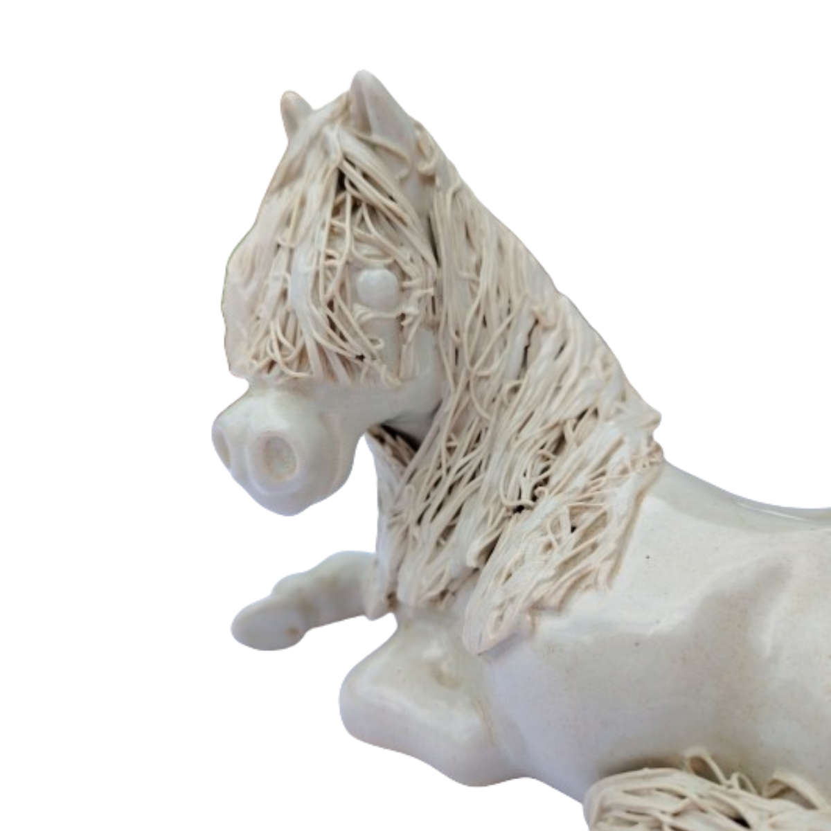 Cheval Spaghetti White Pottery Pony Horse