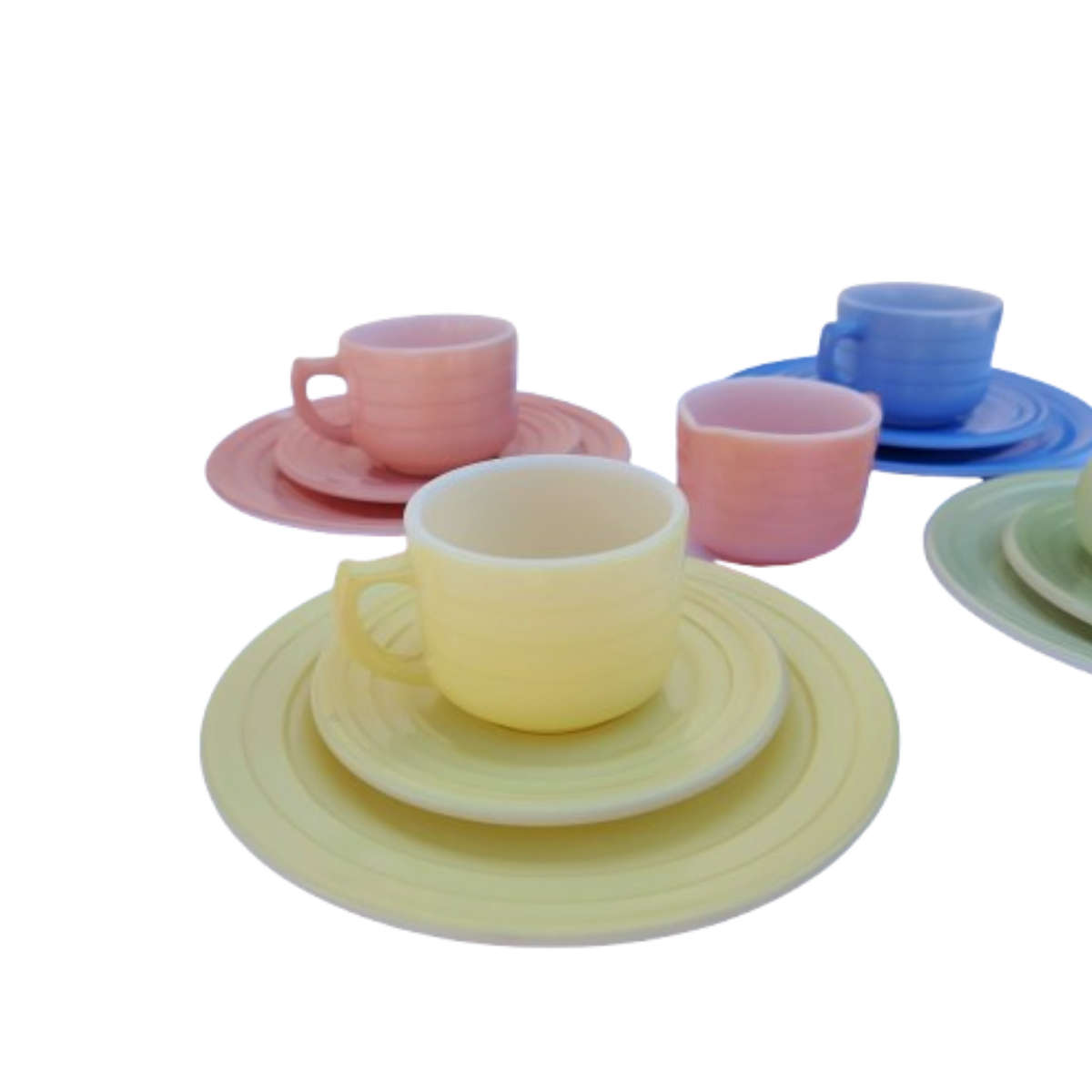 Hazel Atlas Children's Modern tone Tea Set Milk Glass