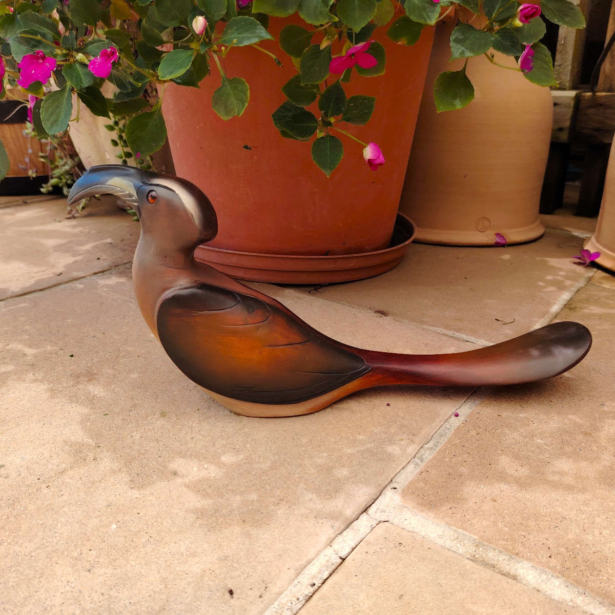 Feathers of Knysna carved and hand painted Female Grey Hornbill Ltd Bird