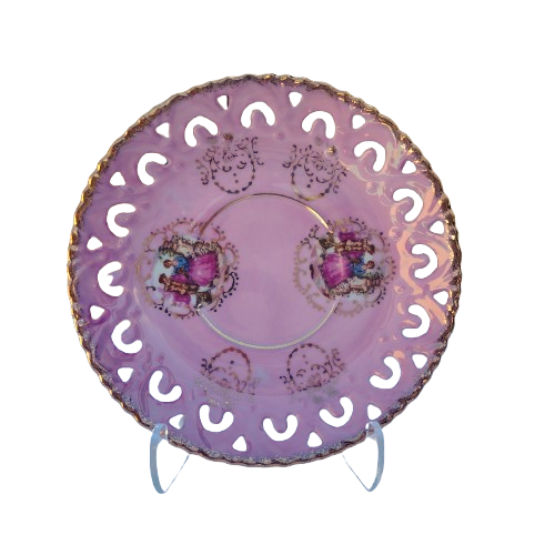 Japanese Pink Open Work Luster Iridescent Cup & Saucer