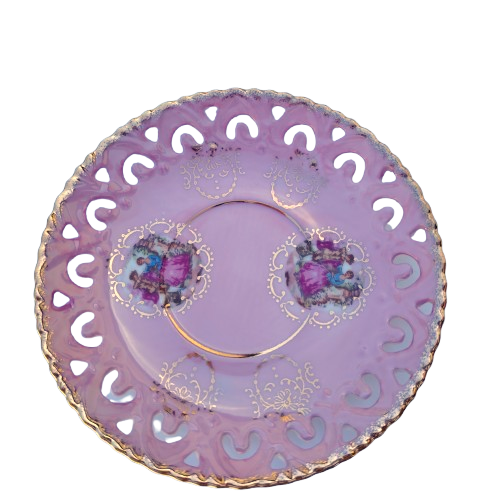 Japanese Pink Open Work Luster Iridescent Cup & Saucer