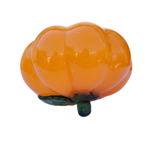 Hand-Blown Glass Orange Pumpkin Paperweight