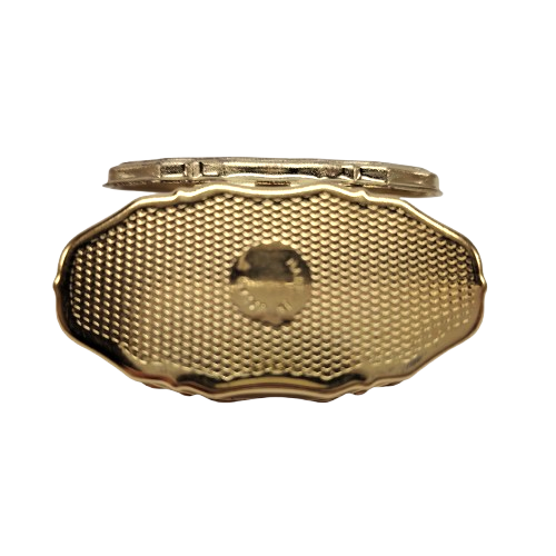 Vintage Gold Tone Hinged With Rose Flower Design Travel Size Pill Holder