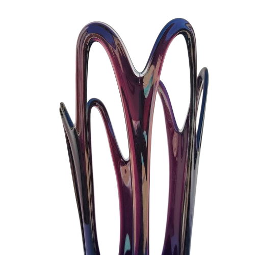 Jozefina Krosno Hand Blown Art Glass Compote Mid Century Purple Jellyfish vase