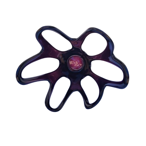 Jozefina Krosno Hand Blown Art Glass Compote Mid Century Purple Jellyfish vase