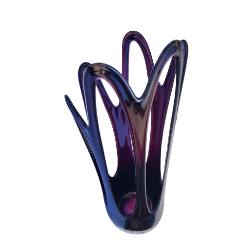 Jozefina Krosno Hand Blown Art Glass Compote Mid Century Purple Jellyfish vase